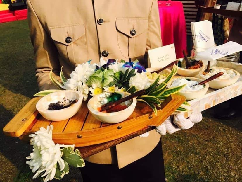 Elegant wedding catering display in Delhi